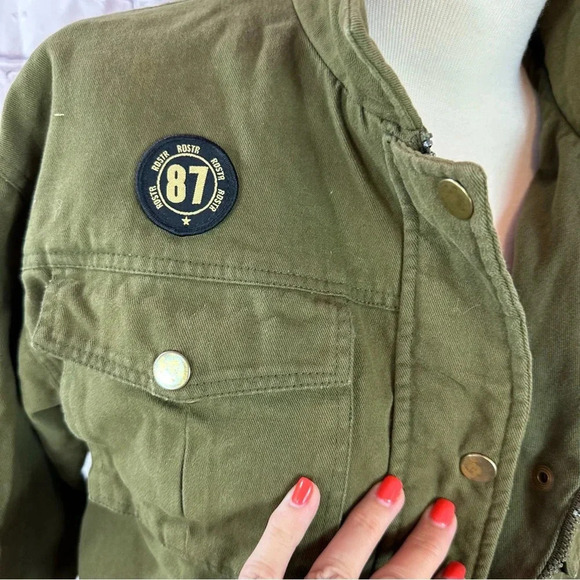 the roaster life co. military inspired olive green jacket sz XS grunge indie - Picture 6 of 12